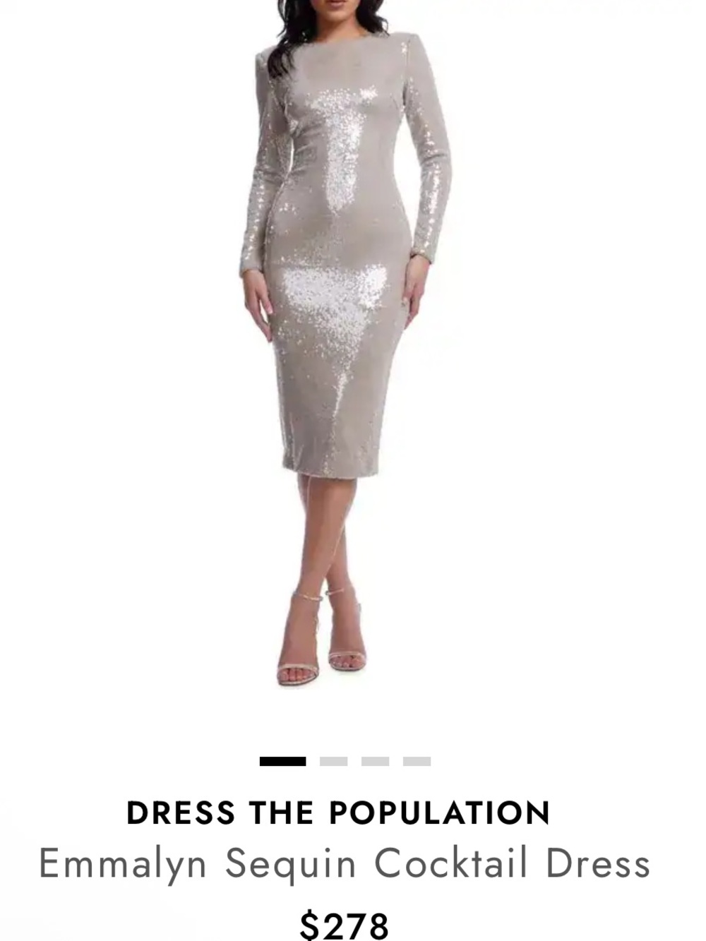 Dress the Population Emmalyn Sequin Long Sleeve Body-Con Dress